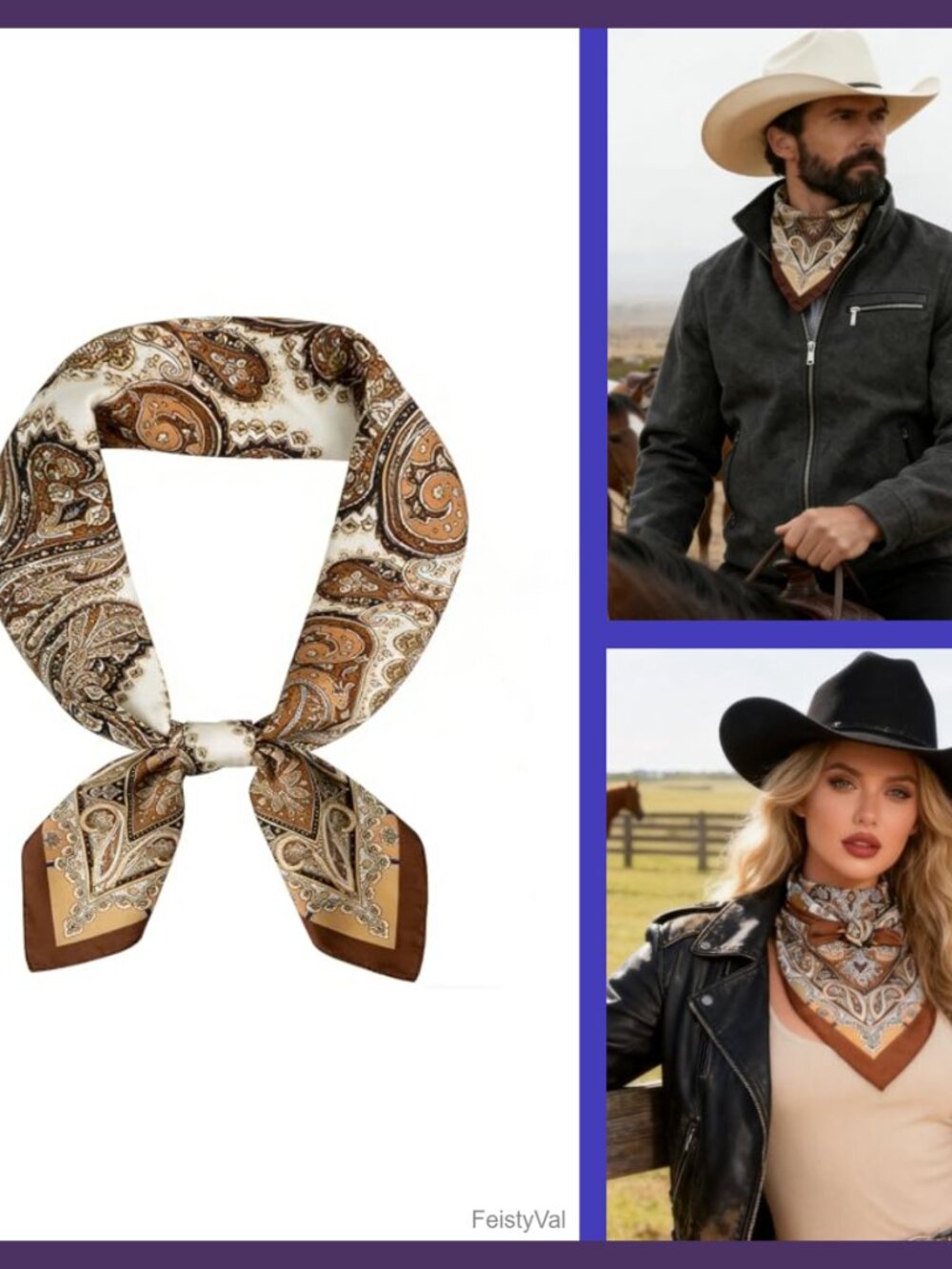 27.5" Satin Polyester Bandana Scarf Wild Rag Western Cowboy Neck Head Wrap